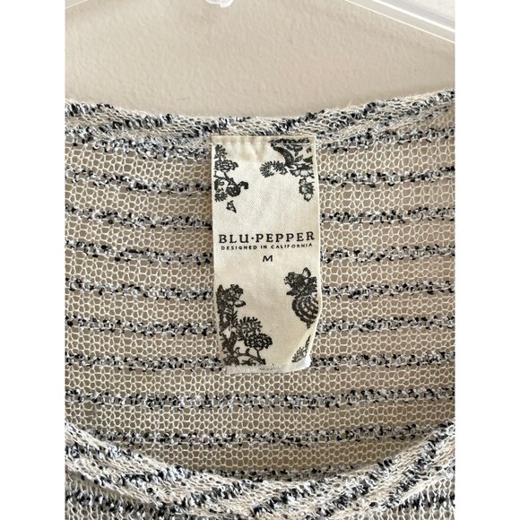 Blu-Pepper Womens Striped Lace Accent Top Size M - Picture 3 of 11